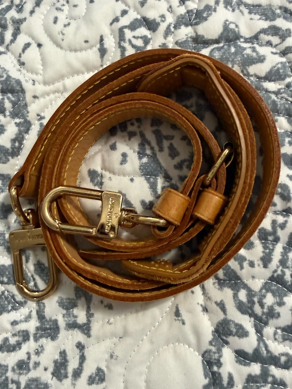 Louis Vuitton Tan Leather Crossbody Strap with Gold Hardware